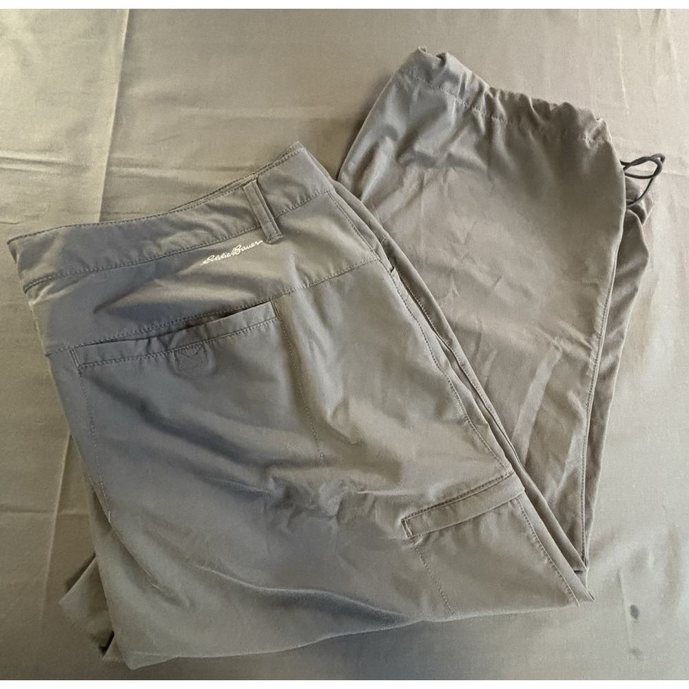Eddie Bauer Women’s Hiking Pants Size 18 Gray Stretch Cargo Drawcord Hem